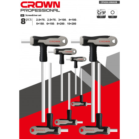 CROWN SERIE CHIAVE ESAGONALE PZ 8 ART. CPHOH-HMAX8