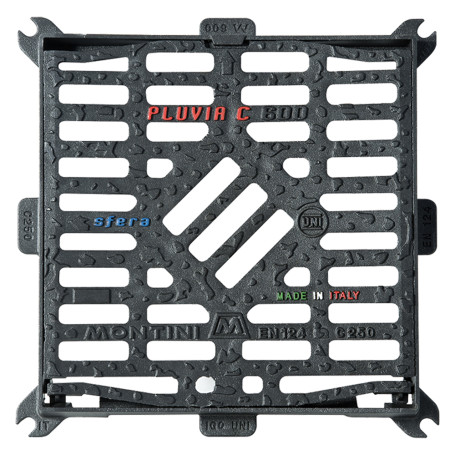 CHIUSINO GRIGLIATO IN GHISA  CONCAVO  PLUVIA C - 60 x 60 - Kg 32