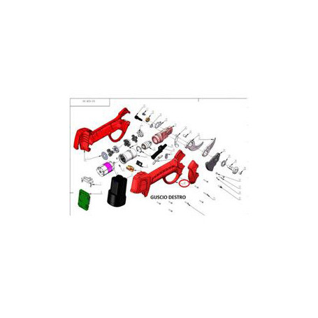 ZZ-GUSCIO DESTRO  X FORBICI POTA 2 BATTERIE 16.8V 4AH 32 MM DJ-028