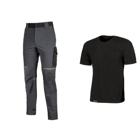 WORKWEAR KIT T-SHIRT + PANTAL.BLACK\GREY TG.XXL