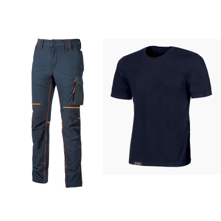 WORKWEAR KIT T-SHIRT+PANTAL.DEEP BLUE TAGLIA XXL