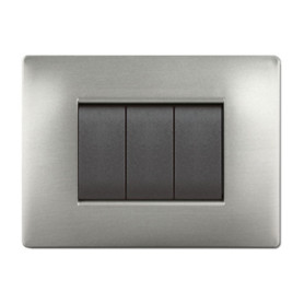 PLACCA LIFE Q LIVING PLAST ACCIAIO SATINATO 4P