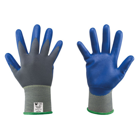 GUANTI NITRILE/NYLON  GINGER  Tg. 8 - colore blu/grigio