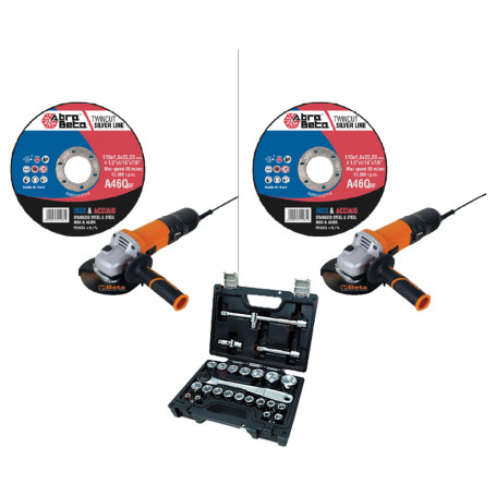 KIT 600 MOLE ABRASIVE INOX/FERRO + 2 SMERIGLIATRICI mole  A46Q-BF  + smerigliatrici  Beta 1956-115