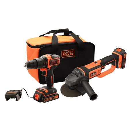 TRAPANO AVVITATORE A BATTERIA CON PERCUSSIONE + SMERIGLIATRICE IN SET  BCK24D2S-QW   18V - 2 ah Litio