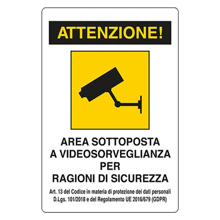 CARTELLO  VIDEOSORVEGLIANZA  cm 20 x 30