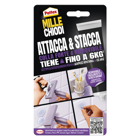 ADESIVO MILLECHIODI  ATTACCA & STACCA  gr. 44 - trasparente
