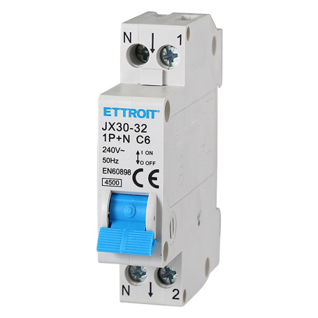 INTERRUTTORE MAGNETOTERMICO 1P+N -  6A