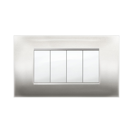 PLACCA MIVIDA PLANA ACCIAIO SATINATO 4P