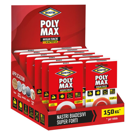 ESPOSITORE NASTRO BIADESIVO  POLY MAX HIGH TACK EXPRESS  totale 12 blister