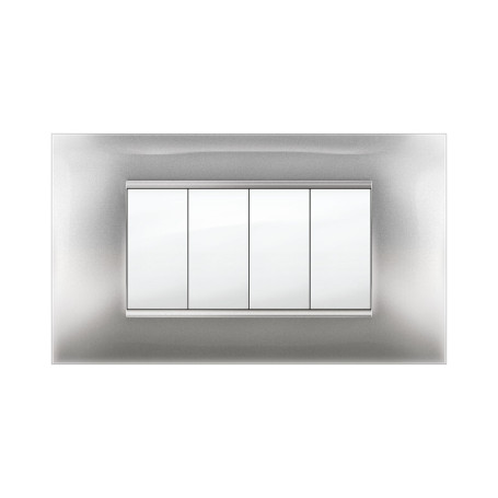 PLACCA MIVIDA PLANA ALLUMINIO CHIARO 4P