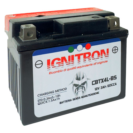 BATTERIA PER MOTO  IGNITRON AGM  12V - 6 Ah - mm 113x70x H.130