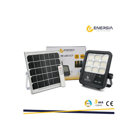 FARO CON PANNELLO SOLARE 50W 550LM CCT TELECOMANDO