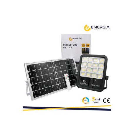 FARO CON PANNELLO SOLARE 150W 1600LM CCT TELECOM.