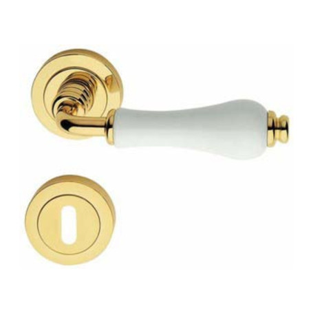 MANIGLIA OTTONE DALIA C\BOCCHETTA CERAM LUC BIA