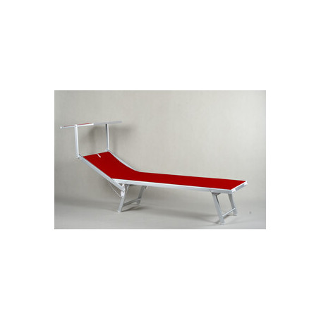C LETTINO IN ALLUMINIO PLAYA C\PARASOLE ROSSO