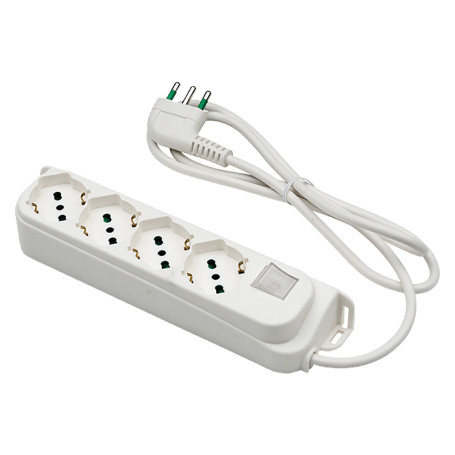 MULTIPRESA CON INTERRUTTORE 4 uscite / spina 2P+T 16A - nera