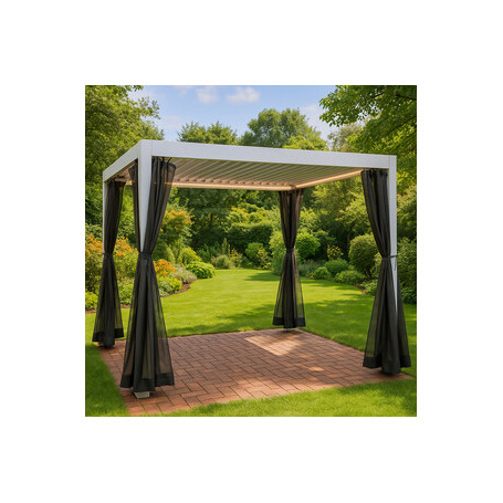 C GAZEBO PERGOLA C\LAMELLE ORIENTAB 3X3 M  BIANCO