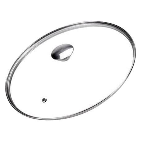 COPERCHIO VETRO E ACCIAIO ‘ALLEGRO INOX’  diametro  cm. 28