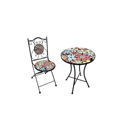 C SET TAVOLO TONDO MOSAICO C\2 SEDIE ANTIBES