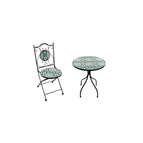 C SET TAVOLO TONDO MOSAICO C\2 SEDIE SAINT TROPEZ