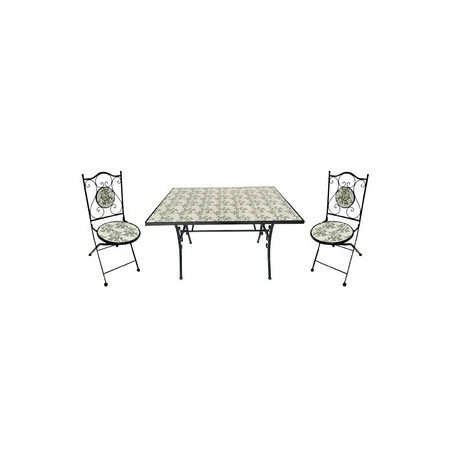 C SET TAVOLO RETTANG MOSAICO C\2 SEDIE MONTECARLO