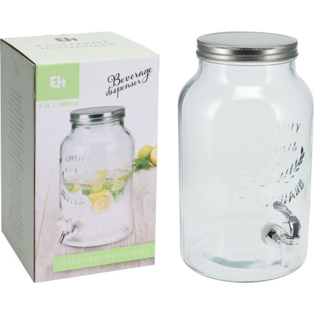 CARAFFA DISPENSER CON TAPPO ERMETICO  diametro  cm 18 x 30 - litri 5