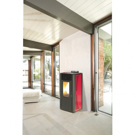 STUFA PELLET 'KING 14' IDRO KW14 BORDEAUX