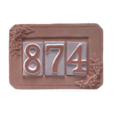 PORTANUMERO IN TERRACOTTA 3 POSTI 24X16 CM