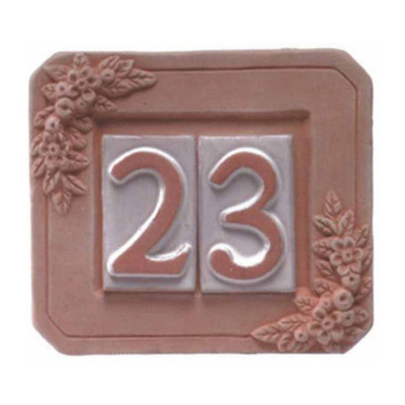 PORTANUMERO IN TERRACOTTA 2 POSTI 18X16 CM