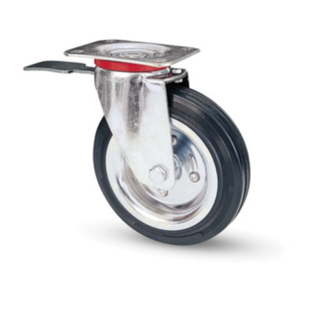 RUOTA INDUSTRIALE D  80 MM GOMMA 80BIS PIASTRA GIR FRE