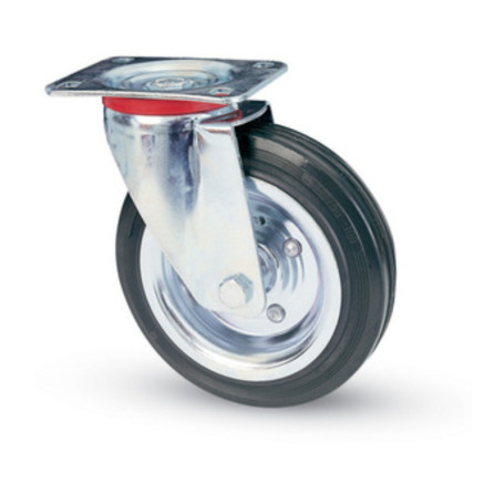 RUOTA INDUSTRIALE D 100 MM GOMMA 80 PIASTRA GIR