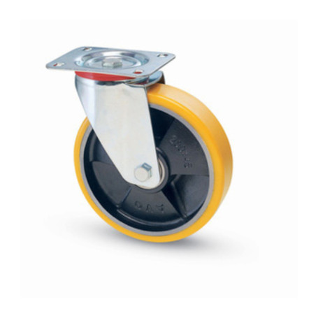 RUOTA POLIURETANO D 200X40 MM 22 PIASTRA GIREVOLE