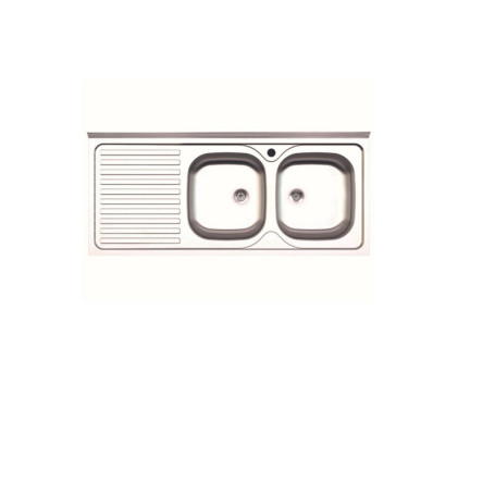 LAVELLO APPOGGIO INOX 2 VASCHE DX + GOCCIOLATOIO SX 120 CM