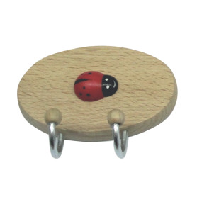 GANCIO ADESIVO IN LEGNO COCCINELLA 2 POSTI