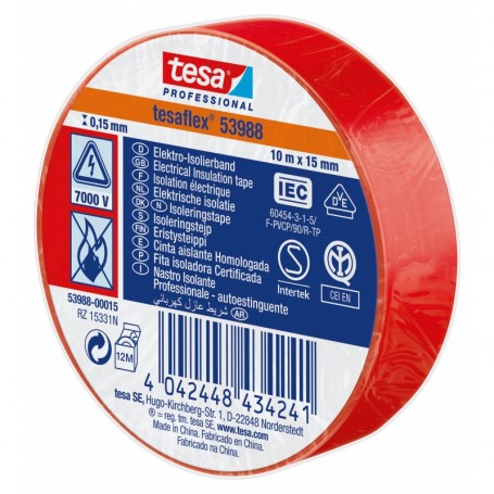 NASTRO ISOLAN.CERTIFICATO ROSSO MM.15(MT.10)