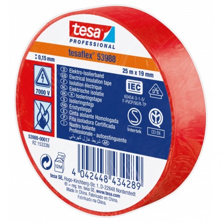 NASTRO ISOLAN.CERTIFICATO ROSSO MM.19(MT.25)