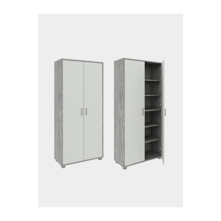 MOBILE ALTO 2A MULTIUSO 78X35X170 CM CEMENTO\BIANCO