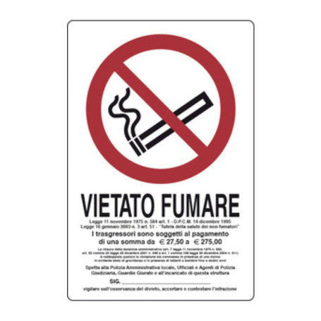 TARGA VIETATO FUMARE L.311\1 180X120 MM