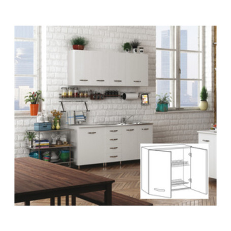 KIT CUCINA PENSILE 2 ANTE SCOLAPIATTI 80X32XH72 CM BIANCO