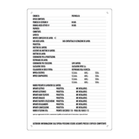 CARTELLO DIREZIONE LAVORI 80X60 CM