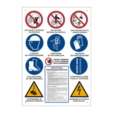CARTELLO CANTIERE 12 SIMBOLI 80X60 CM