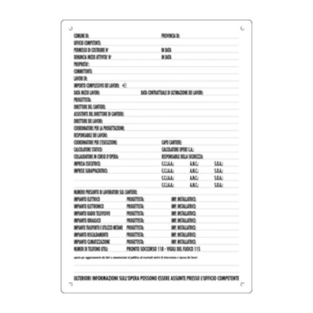 CARTELLO DIREZIONE LAVORI 60X40 CM