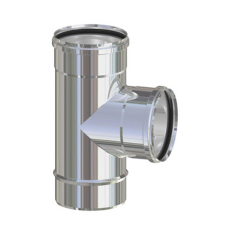 RACCORDO A T INOX ATTACCO FFM P\PELLET D  8 CM