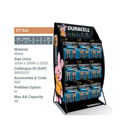 ESPOSITORE DA BANCO DURACELL 9 GANCI