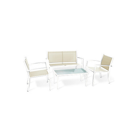 C SALOTTO SANTIAGO ACCIAIO 4 PZ BIANCO\TORTORA