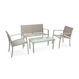 C SALOTTO SANTIAGO ACCIAIO 4 PZ TAUPE\MARRONE