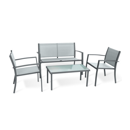 C SALOTTO SANTIAGO ACCIAIO 4 PZ ANTRACITE\GRIGIO