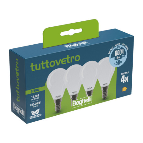 BEGHELLI LED SFERA E14  5W 58058 FREDDA 6500K SET 4