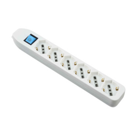 MULTIPRESA 6P BIP\SCHUKO+INTERR S\CAVO BIANCO FIG.10